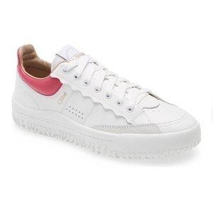 NIB $525 CHLOÉ Franckie Low Top Sneaker in White / Pink - size 39!